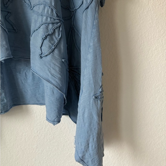 Free People We The Free Blooming Tee Top Dropped Shoulders Blue High - Picture 8 of 14